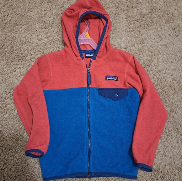 Patagonia Kids Red and Blue Fleece Zip Hoodie - Picture 5 of 6